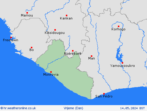 overview Liberija Afrika Karte prognoza