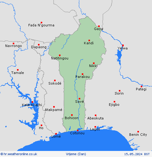 overview Benin Afrika Karte prognoza