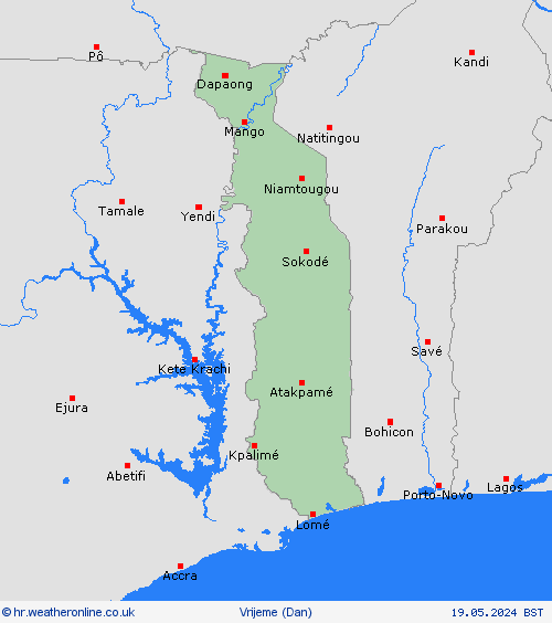 overview Togo Afrika Karte prognoza