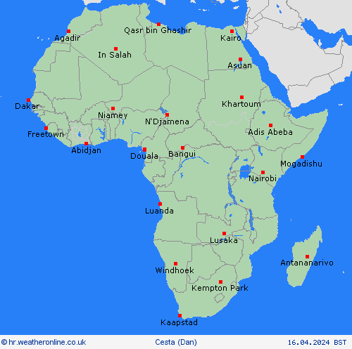 stanje na cestama  Afrika Karte prognoza