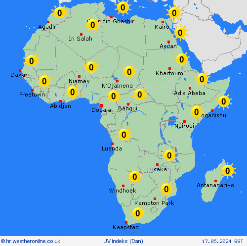 uv indeks  Afrika Karte prognoza