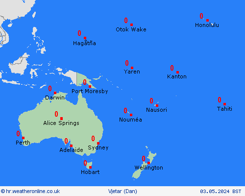 vjetar  Oceanija Karte prognoza