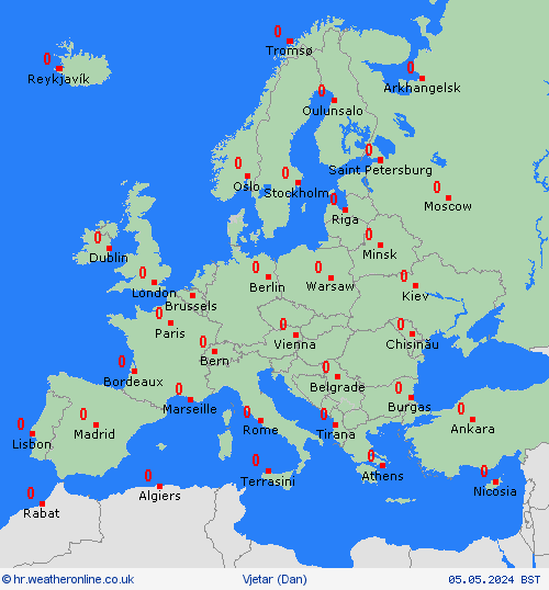 vjetar  Europa Karte prognoza